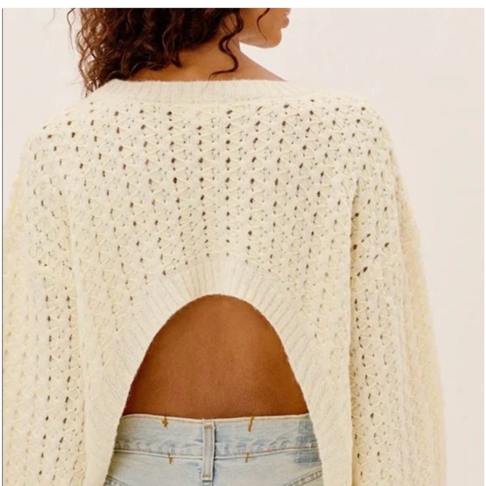 For Love And Lemons Pale Yellow Open Back‎ Sweater - Picture 2 of 7